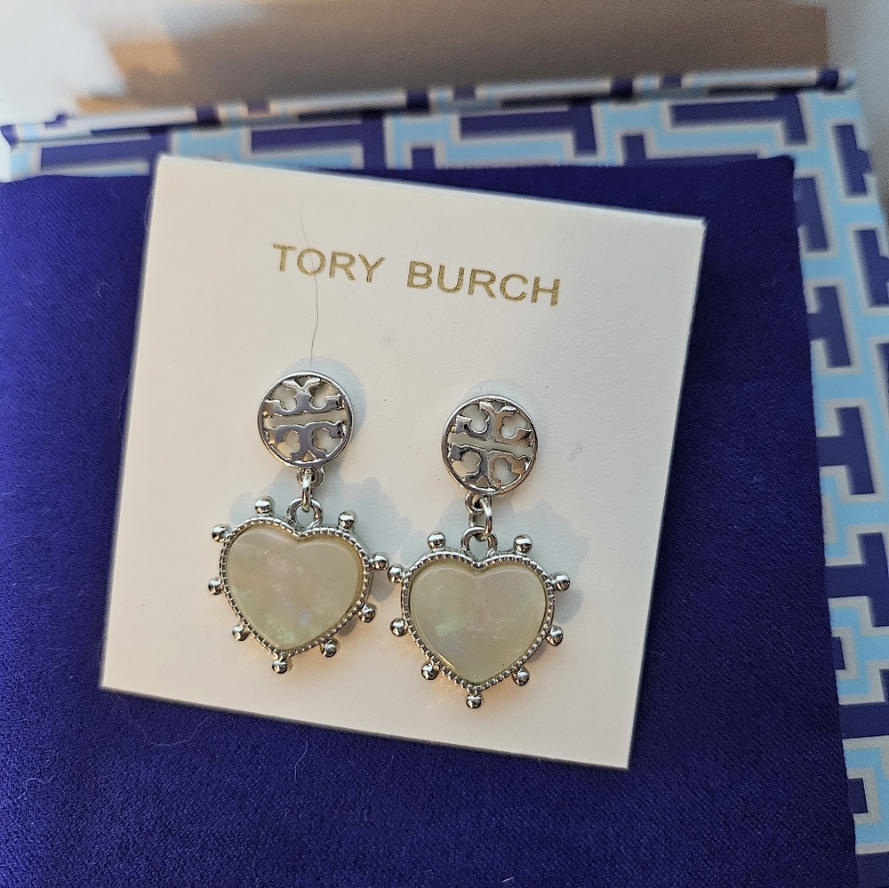 Silver a MOP heart earrings by TB